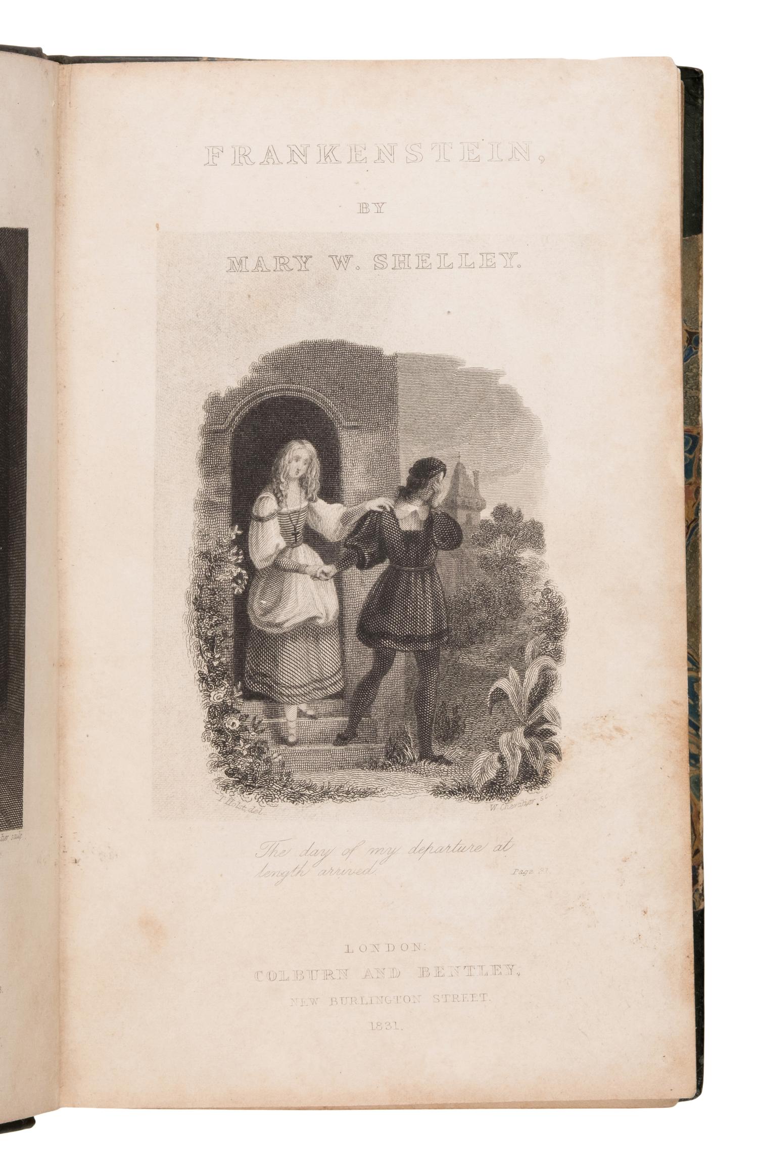 Shelley, Mary Wollstonecraft (1797-1851). Frankenstein: or, The Modern Prometheus . [Bound with:] Schiller, Friedrich (1759-1805). The Ghost-Seer! London: Henry Colburn and Richard Bentley, 1831.