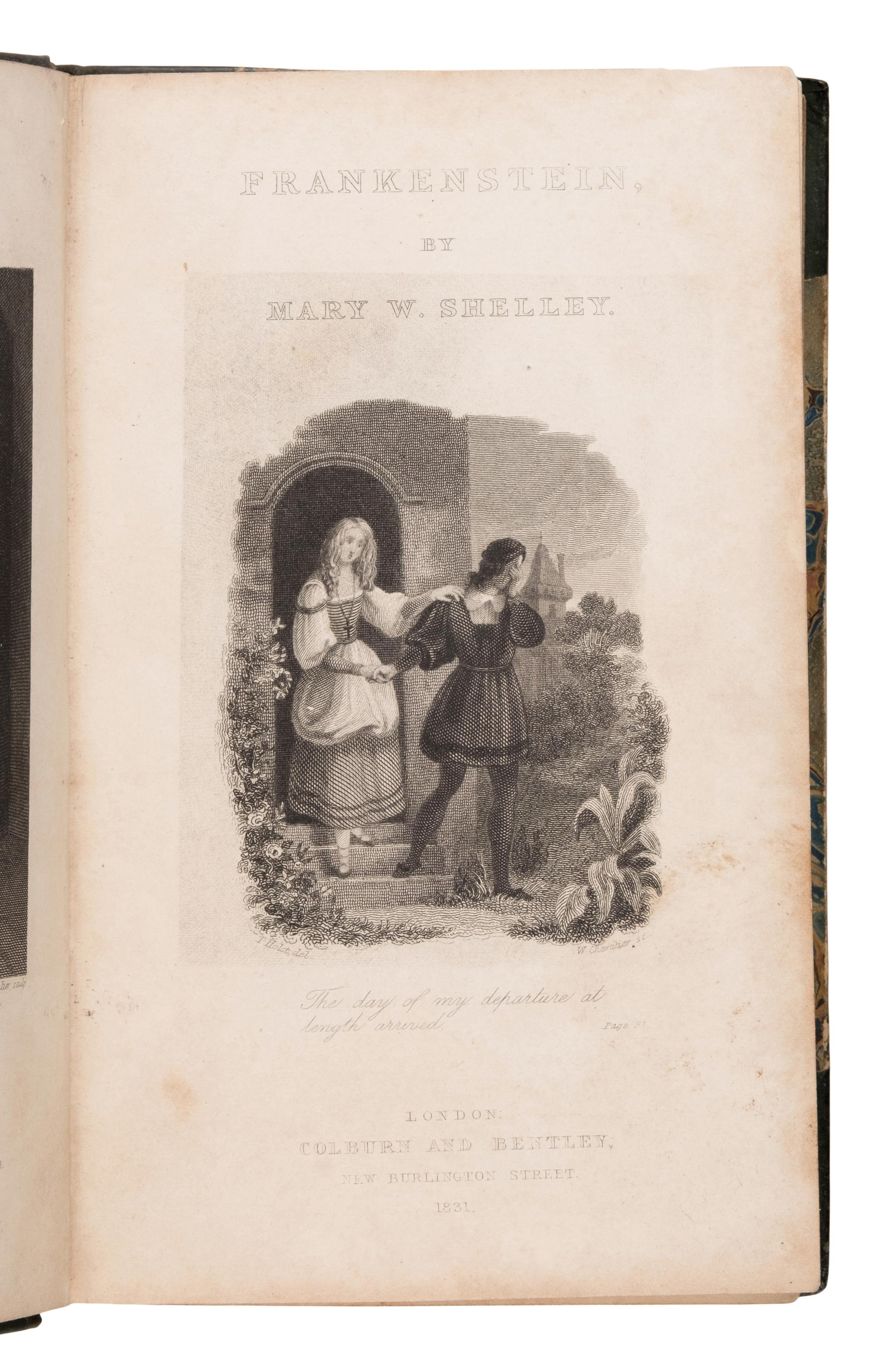Shelley, Mary Wollstonecraft (1797-1851). Frankenstein: or, The Modern Prometheus . [Bound with:] Schiller, Friedrich (1759-1805). The Ghost-Seer! London: Henry Colburn and Richard Bentley, 1831.