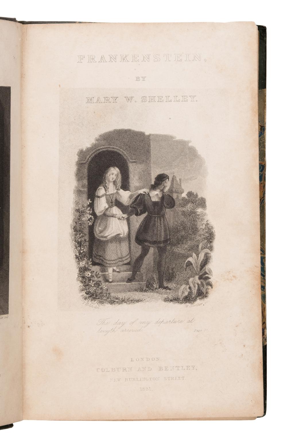 Shelley, Mary Wollstonecraft (1797-1851). Frankenstein: or, The Modern Prometheus . [Bound with:] Schiller, Friedrich (1759-1805). The Ghost-Seer! London: Henry Colburn and Richard Bentley, 1831.