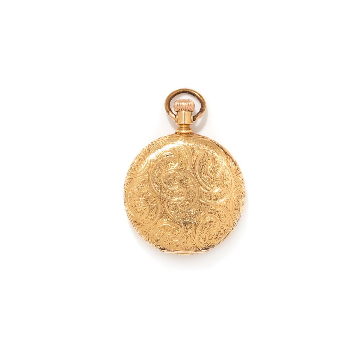 WALTHAM, 18K YELLOW GOLD HUNTER CASE POCKET WATCH