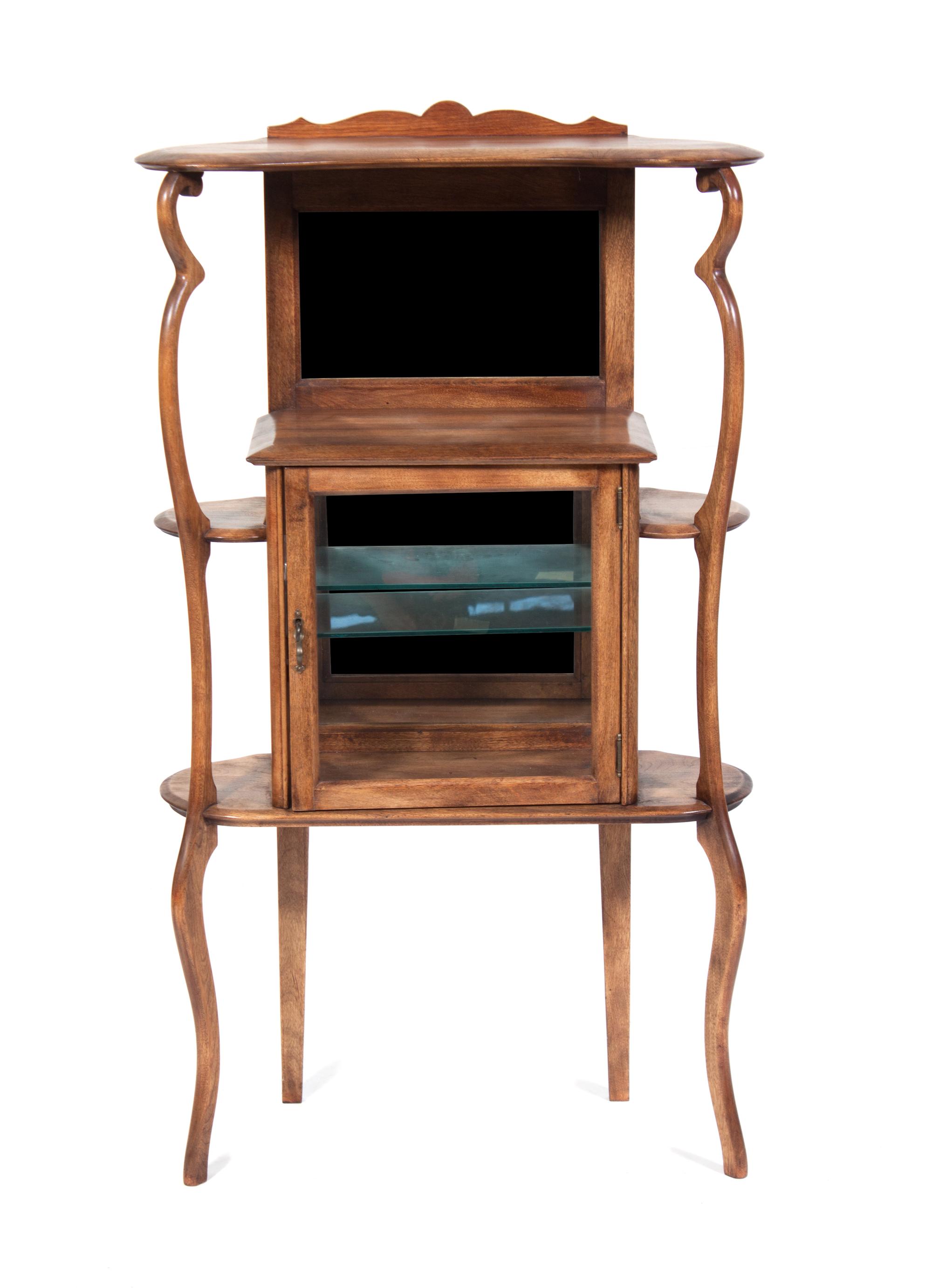 An Art Nouveau Etagere Height 45 3/4 inches.