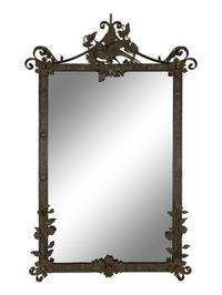 A Wrought Iron Framed Mirror