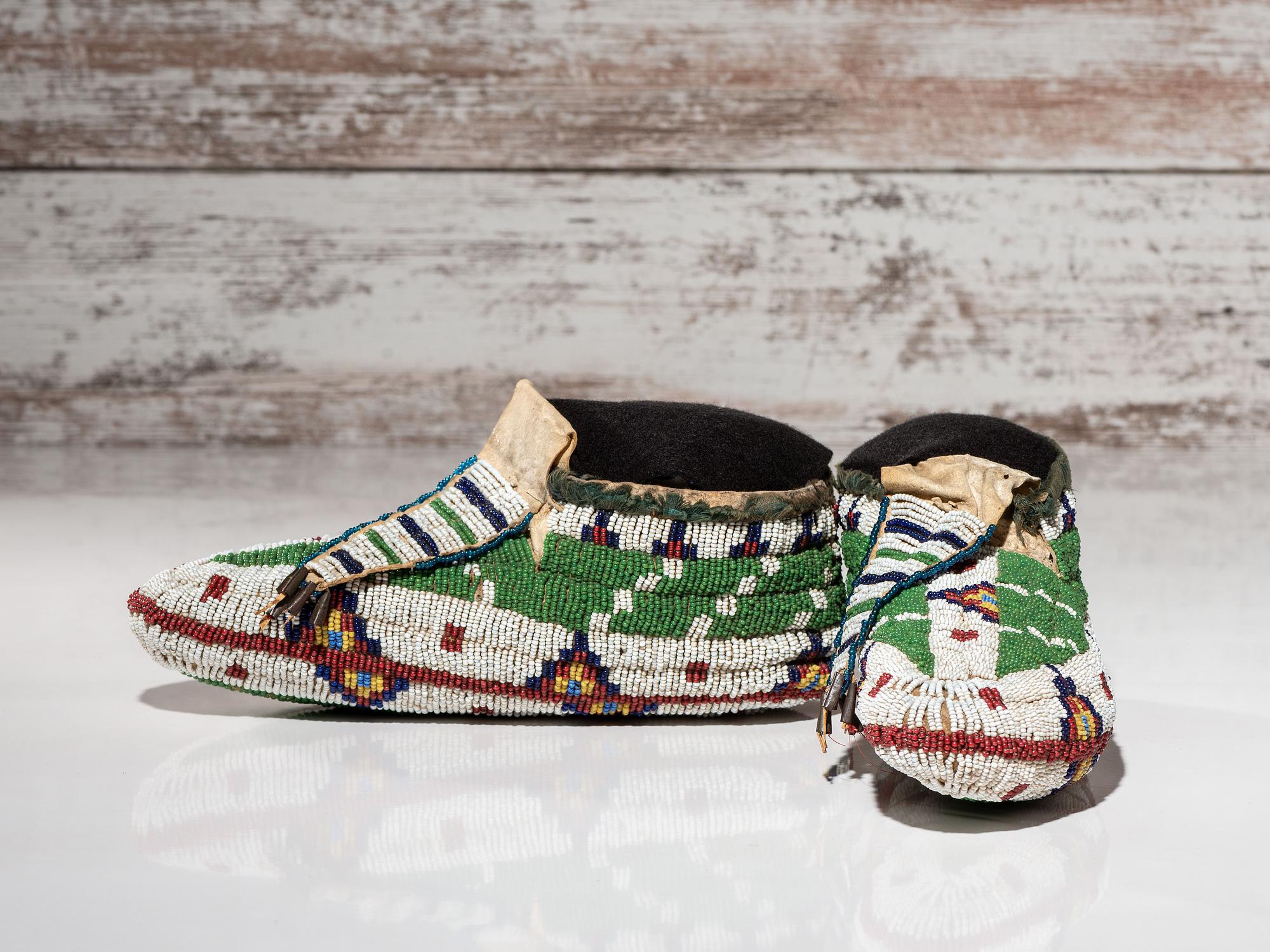Sioux Fully Beaded Hide Moccasins