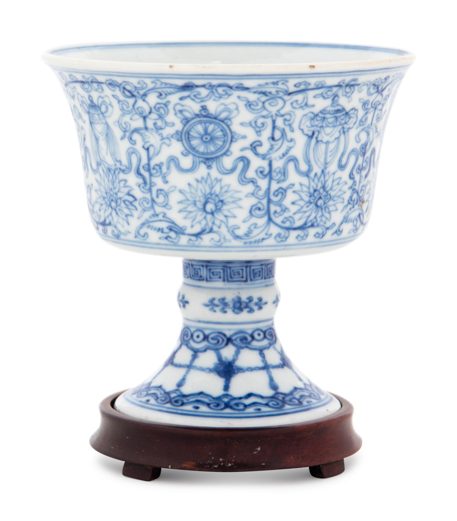 A Blue and White Porcelain Stem Cup
