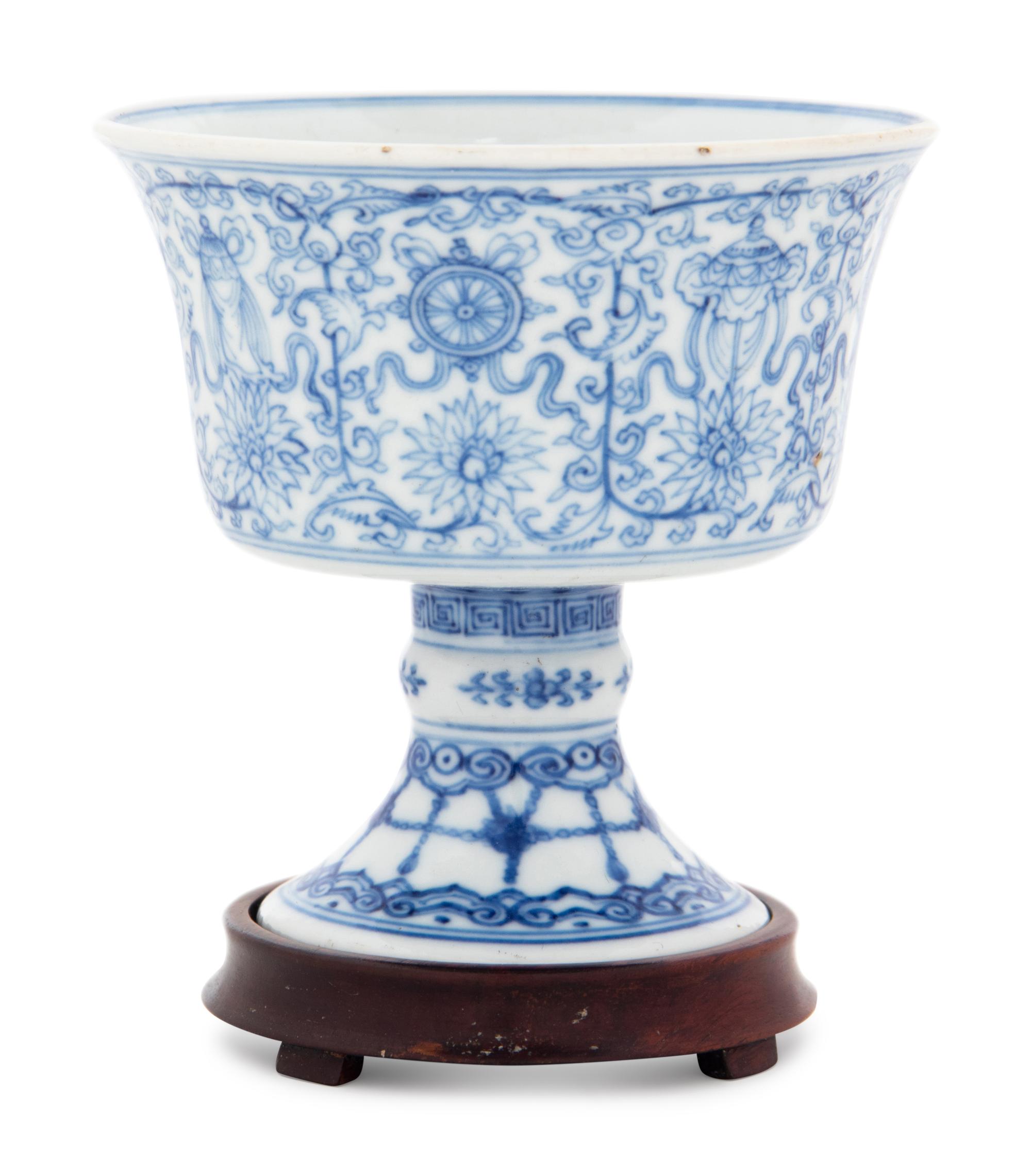 A Blue and White Porcelain Stem Cup