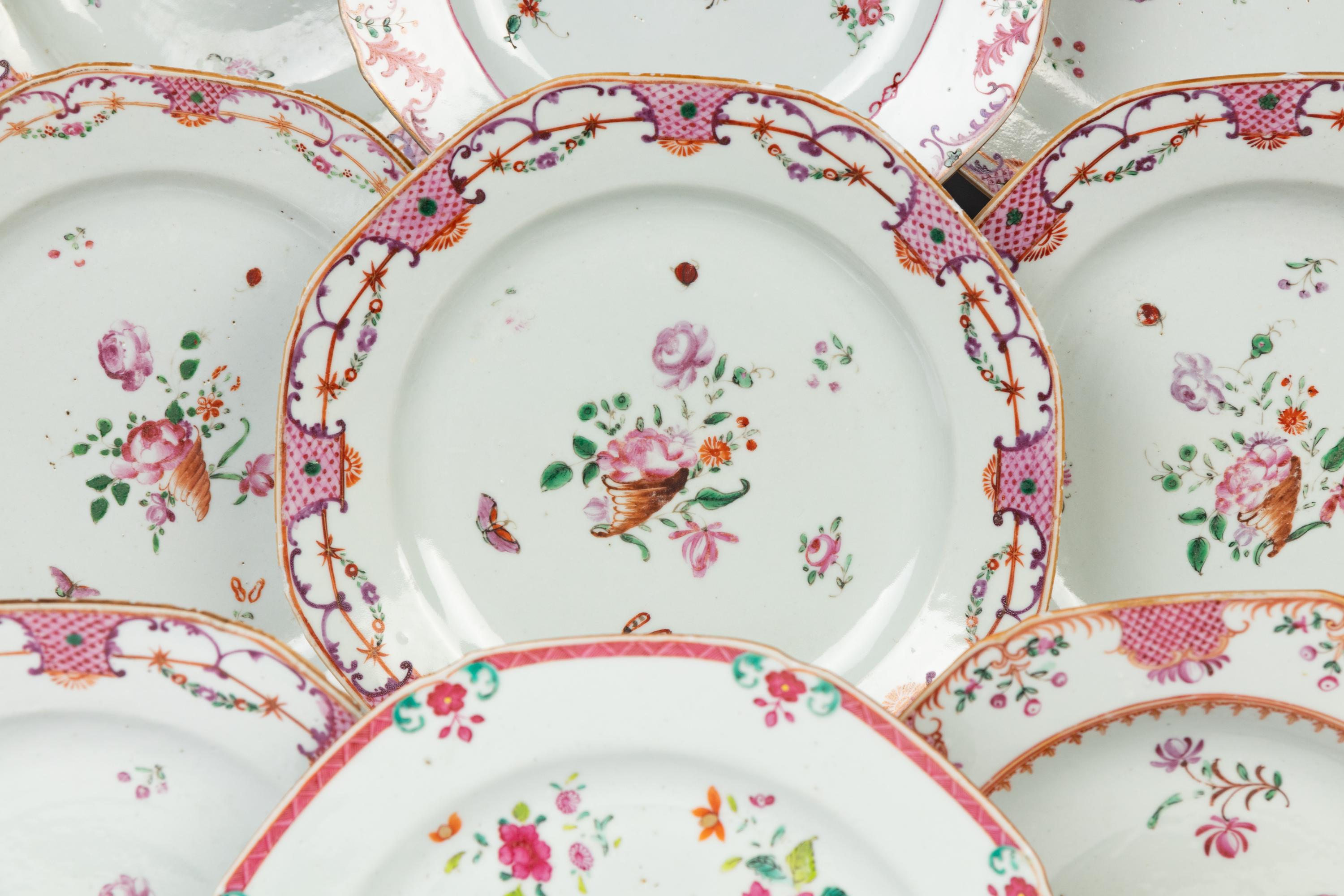 An Assembled Group of Chinese Export Famille Rose Porcelain Dishes