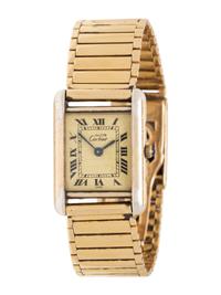 CARTIER, VERMEIL 'TANK' WATCH WITH GOLD BAND