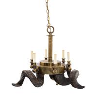 A Horn Mounted Brass Chandelier