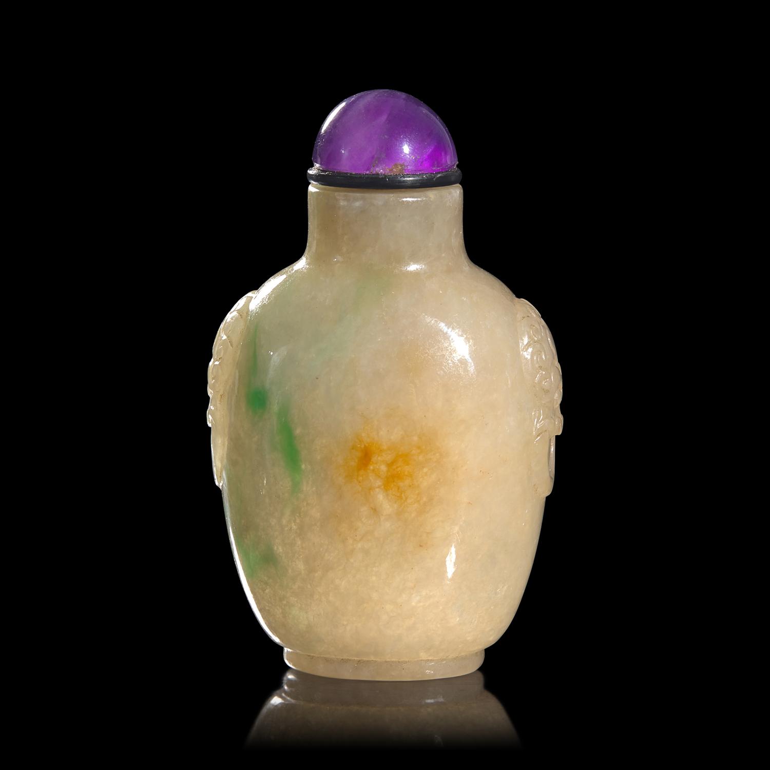 A Chinese Jadeite "Floater" Snuff Bottle, 19th Century