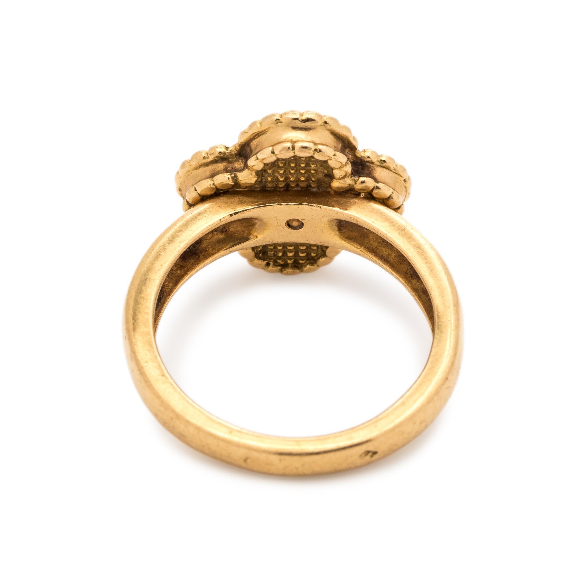 VAN CLEEF & ARPELS, YELLOW GOLD AND DIAMOND 'ALHAMBRA' RING