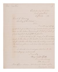 CUSTER, George Armstrong (1839-1876). Autograph endorsement signed ("G.A. Custer"), as Brevet Major General, U.S.A. [September 1866].