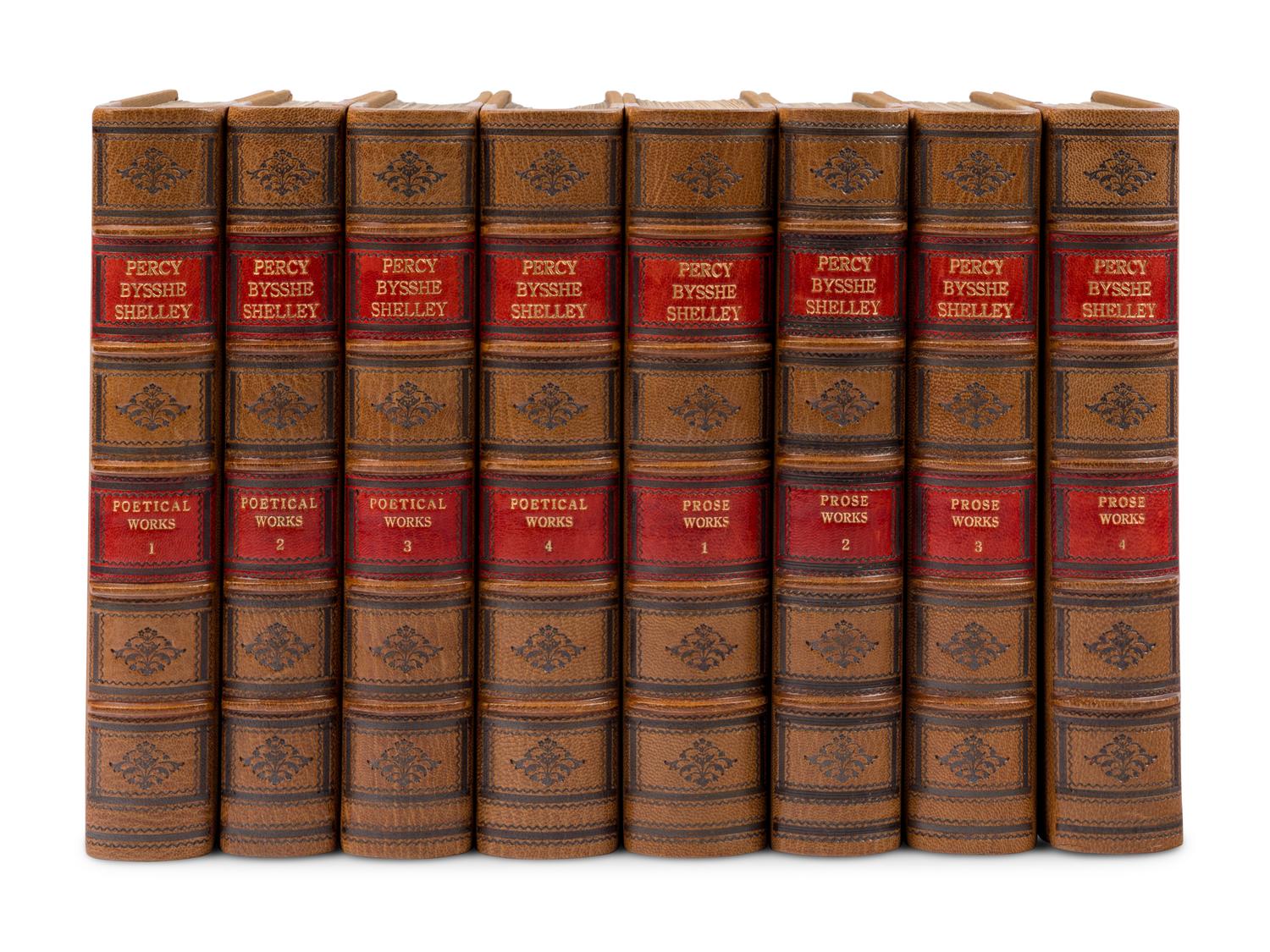 SHELLEY, Percy Bysshe (1792-1822). The Poetical [and] Prose Works . Harry Buxton Forman, editor. London: Reeves and Turner, 1876-1880.
