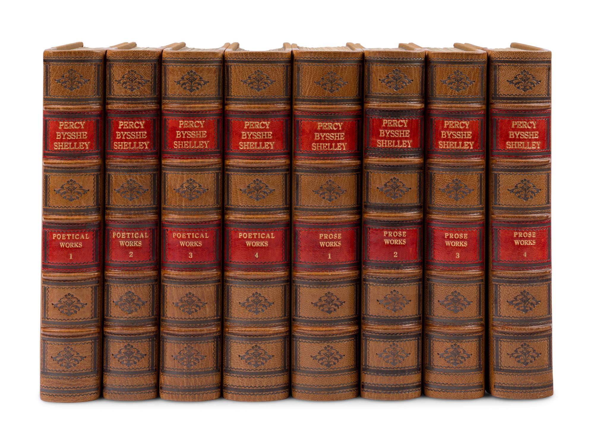SHELLEY, Percy Bysshe (1792-1822). The Poetical [and] Prose Works . Harry Buxton Forman, editor. London: Reeves and Turner, 1876-1880.