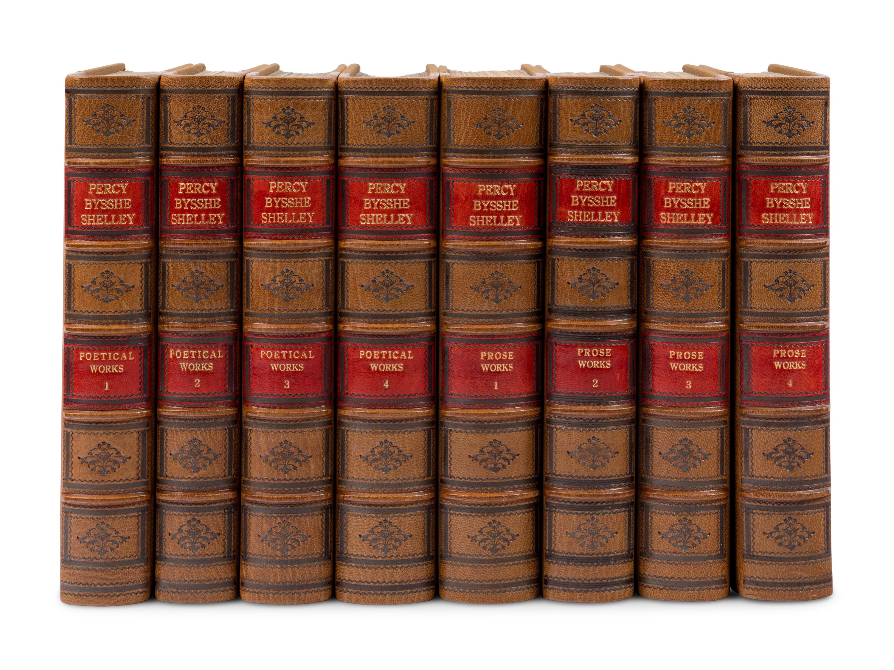 SHELLEY, Percy Bysshe (1792-1822). The Poetical [and] Prose Works . Harry Buxton Forman, editor. London: Reeves and Turner, 1876-1880.