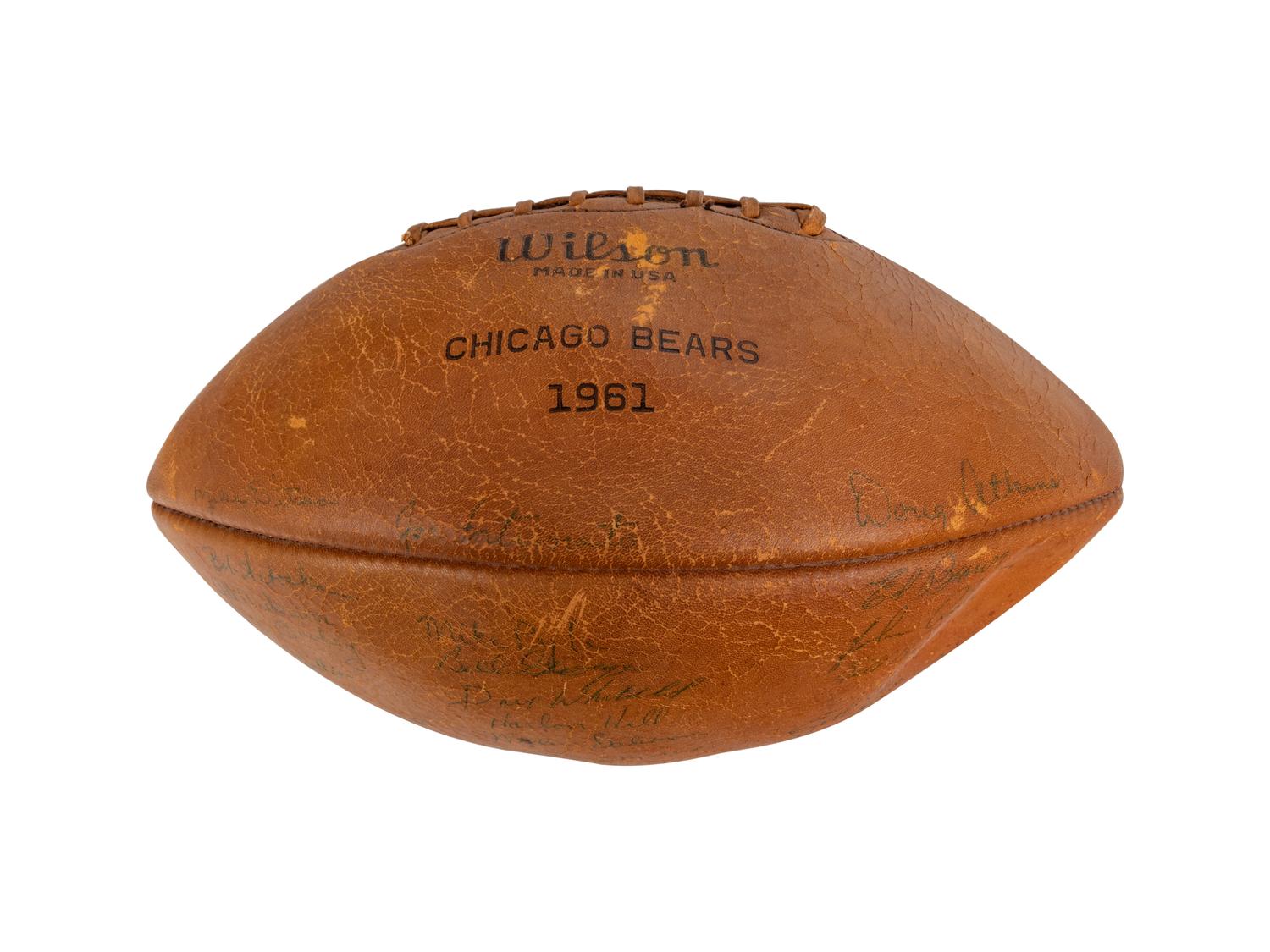 Mike Ditka’s 1961 Chicago Bears Team-Signed Football Formerly Displayed at Mike Ditka's Restaurant