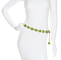 A Gianni Versace Green Embossed Medusa Link Belt, 31.25" x 1".