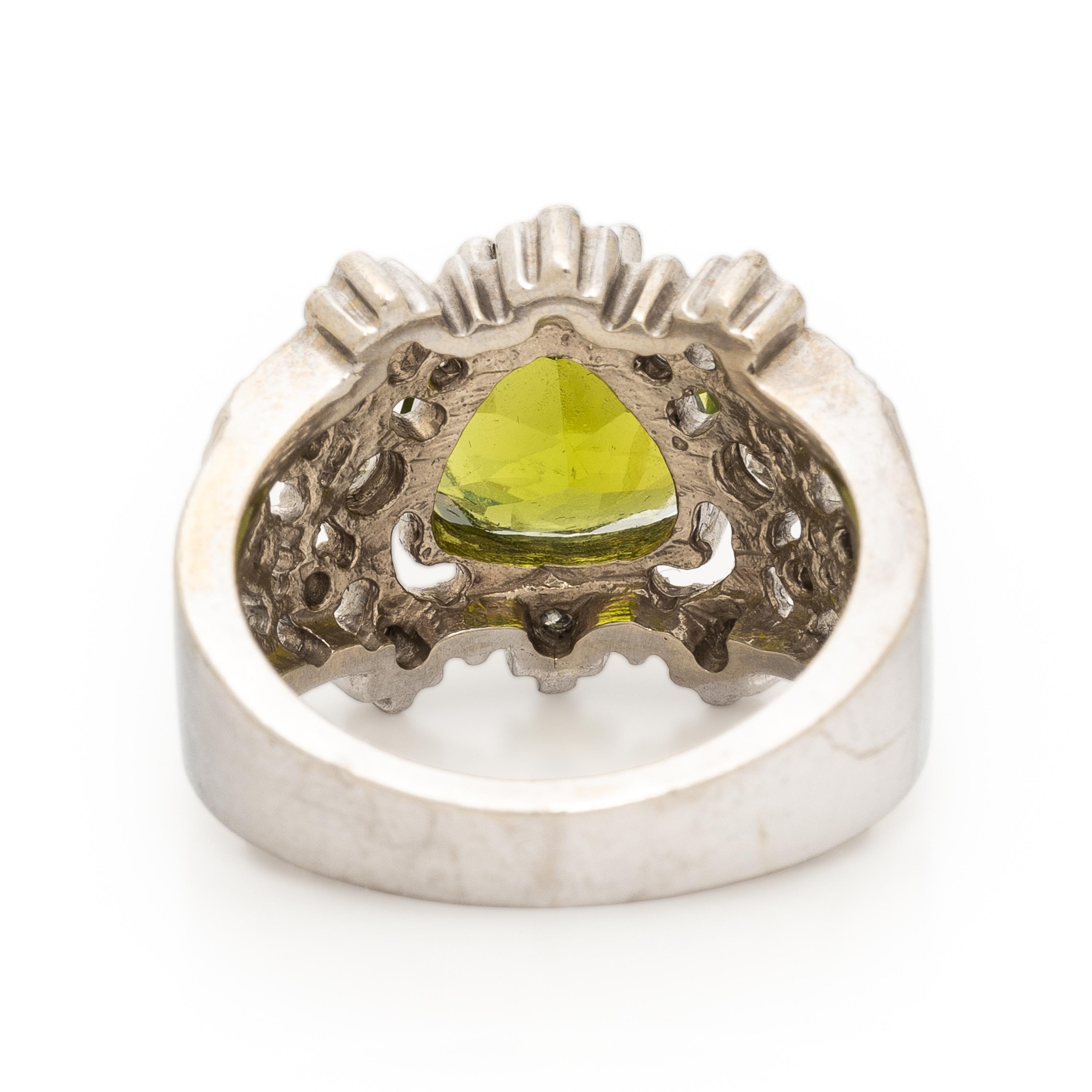 Hubert, Peridot, Diamond, and White Gold Ring