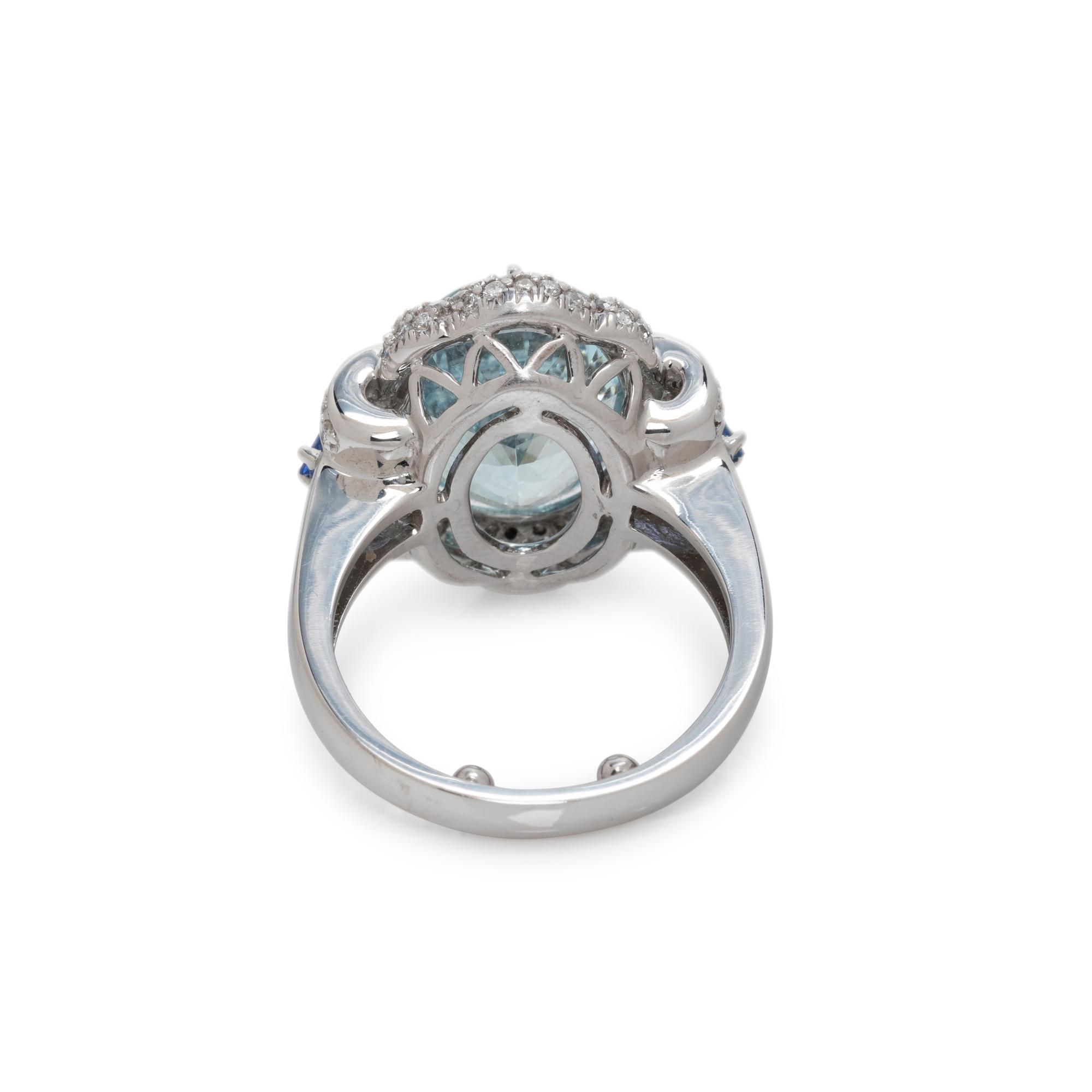 SONIA B., AQUAMARINE, SAPPHIRE AND DIAMOND RING
