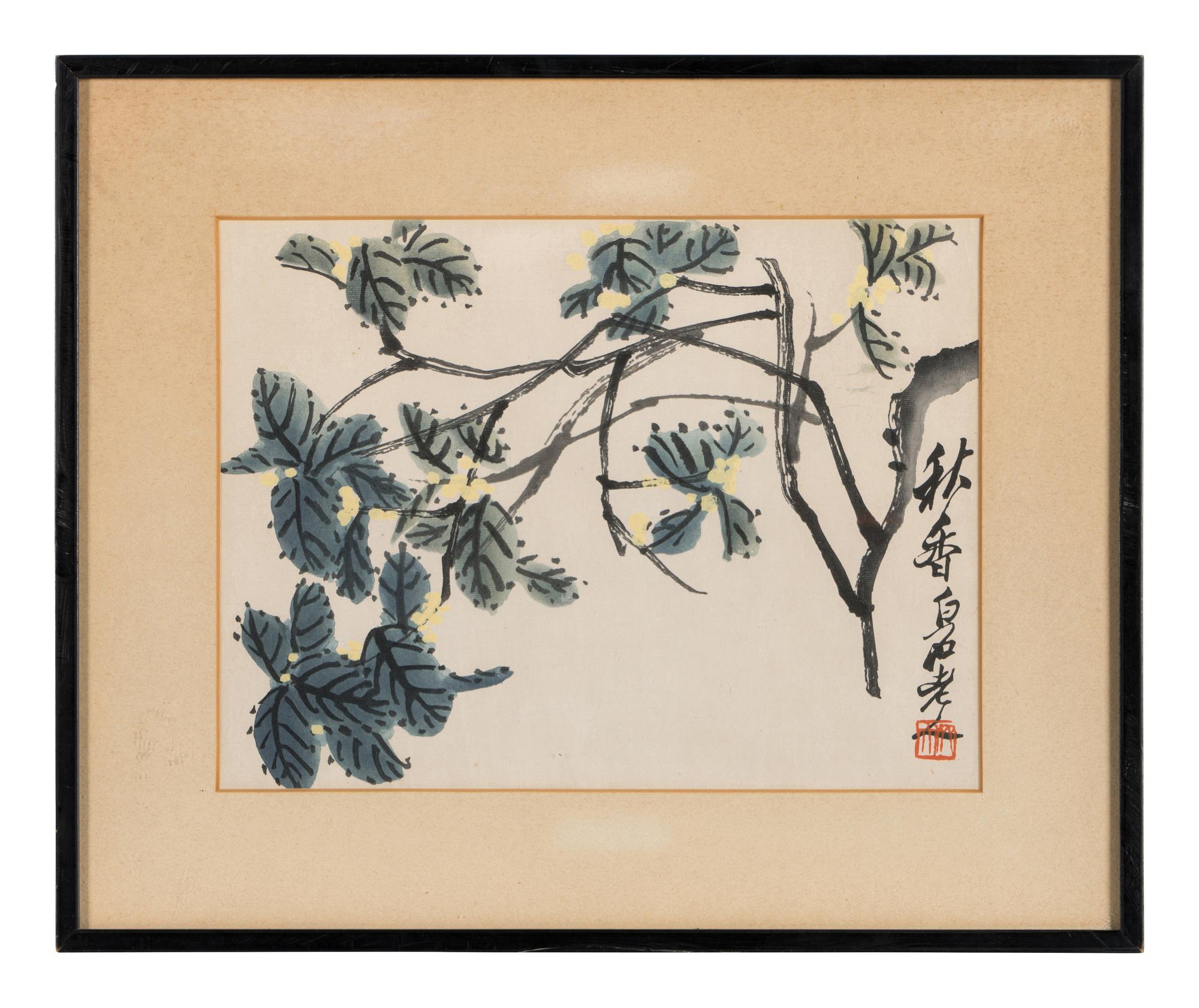A Qi Baishi Print and Two Paintings