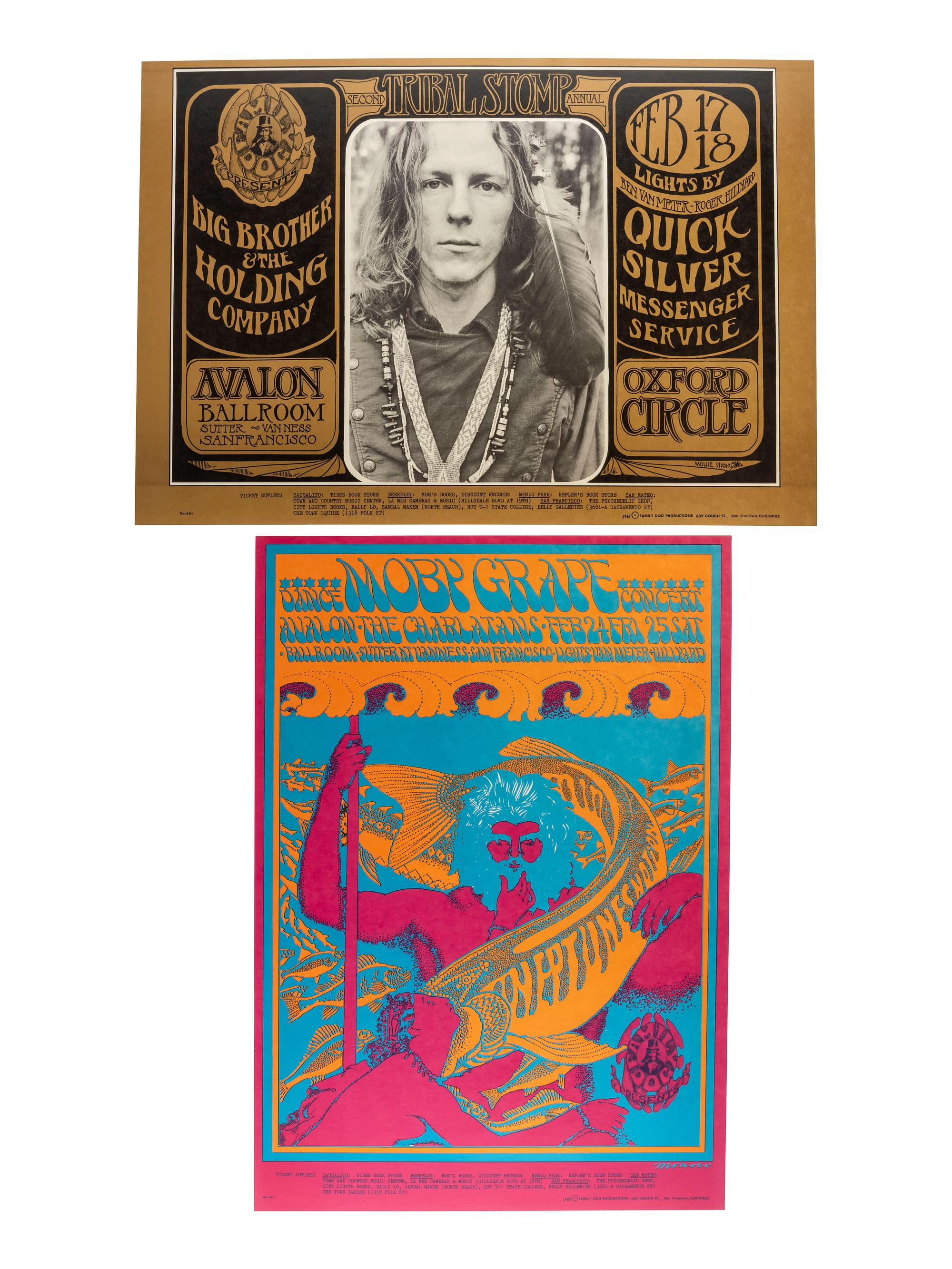[MUSIC] -- [POSTERS]. MOUSE, Stanley, KELLEY, Alton, and MOSCOSO, Victor, artists. A group of 8 Family Dog posters from 1967, comprising: