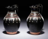 A Pair of Apulian Gnathian Ware Trefoil Oinochoai