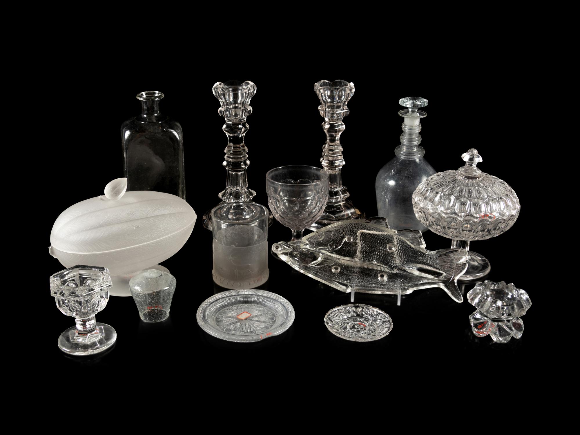 A Collection of Fourteen Cut and Molded Glass Table Articles