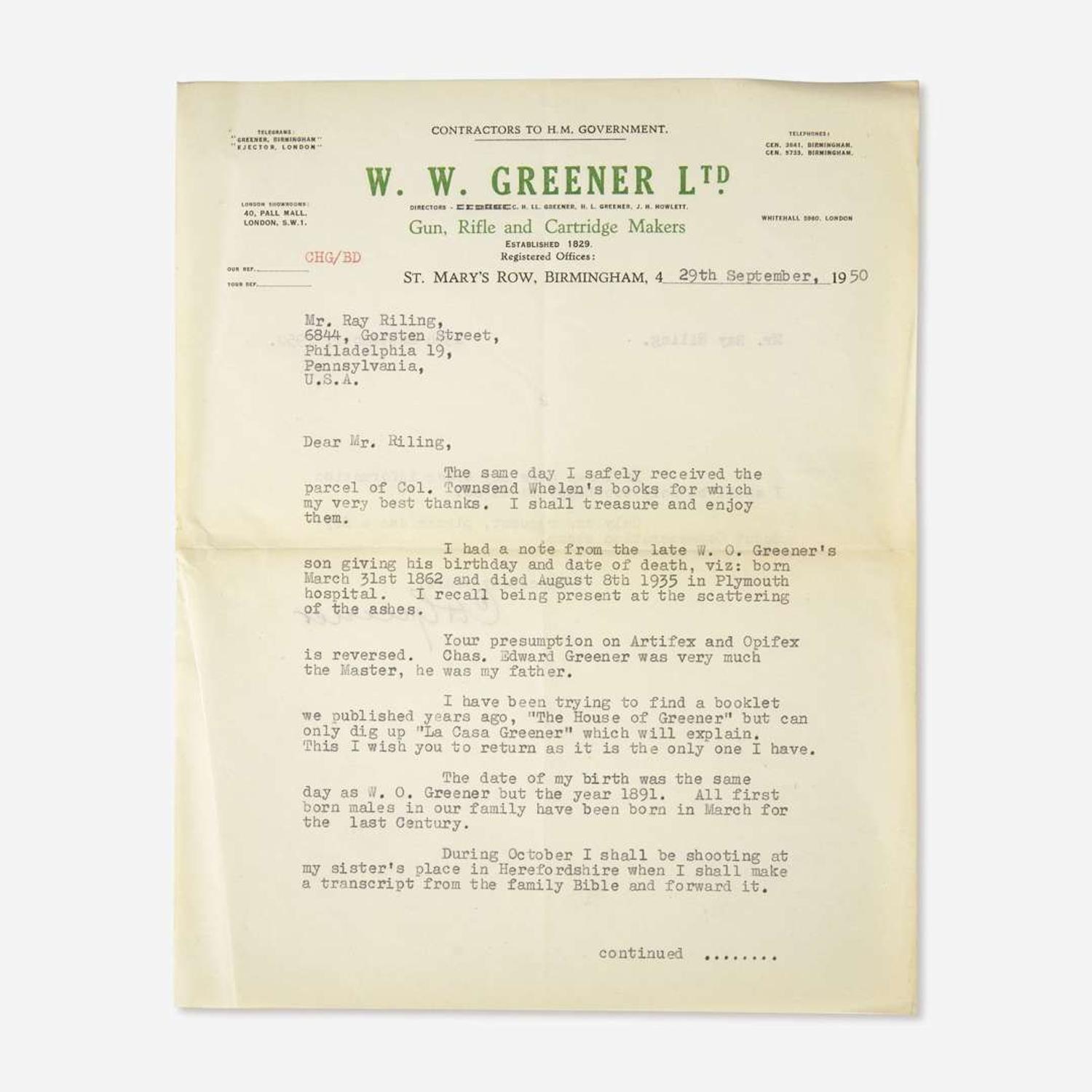 [Sporting] [Shooting] [Greener, William Oliver] Gerrare, Wirt A Bibliography of Guns and Shooting...
