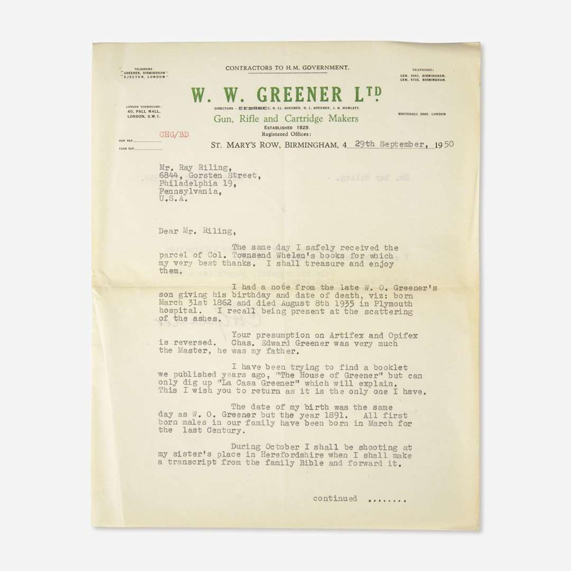 [Sporting] [Shooting] [Greener, William Oliver] Gerrare, Wirt A Bibliography of Guns and Shooting...
