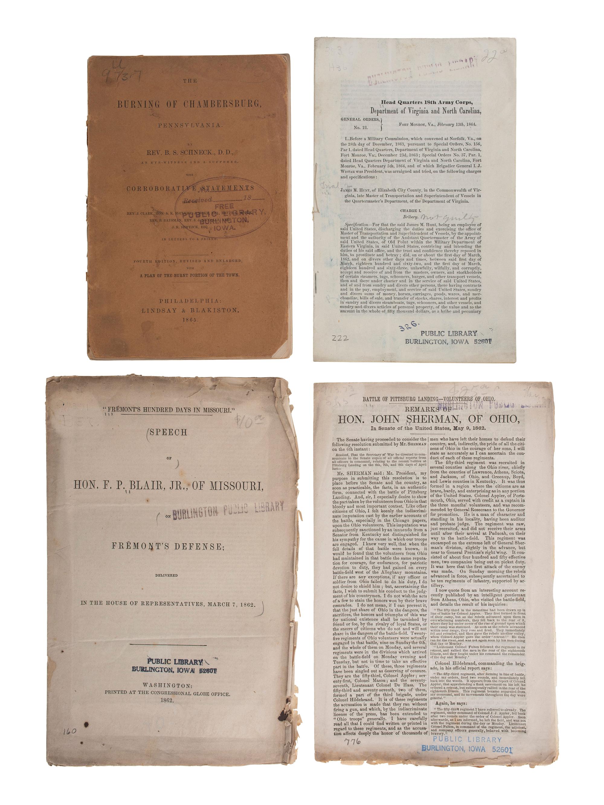 [CIVIL WAR]. A large group of war-era pamphlets on topics including politics, battles, foreign relations, debt, and the draft, comprising: