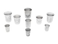A Group of Nine Russian Silver Tumblers