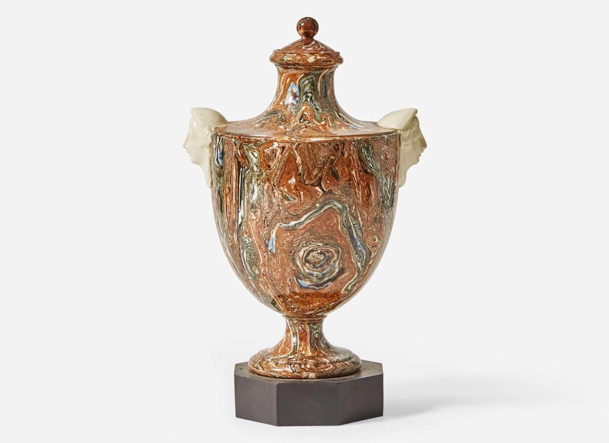 A Neale & Co. Agateware Vase and Cover, UK, 1780s