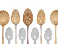 A Large Collection of English Silver Flatware Articles