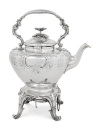 A Victorian Silver Hot Water Kettle on Stand