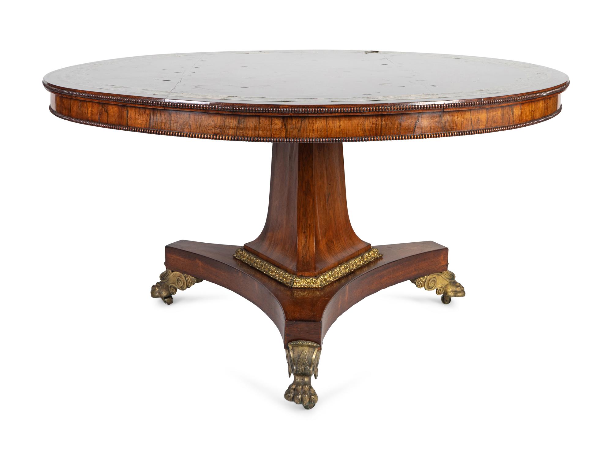 A Regency Bronze-Mounted and Brass-Inlaid Rosewood Center Table — FIRST QUARTER 19TH CENTURY