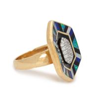 ASCH GROSSBARDT, MULTIGEM INLAY AND DIAMOND RING
