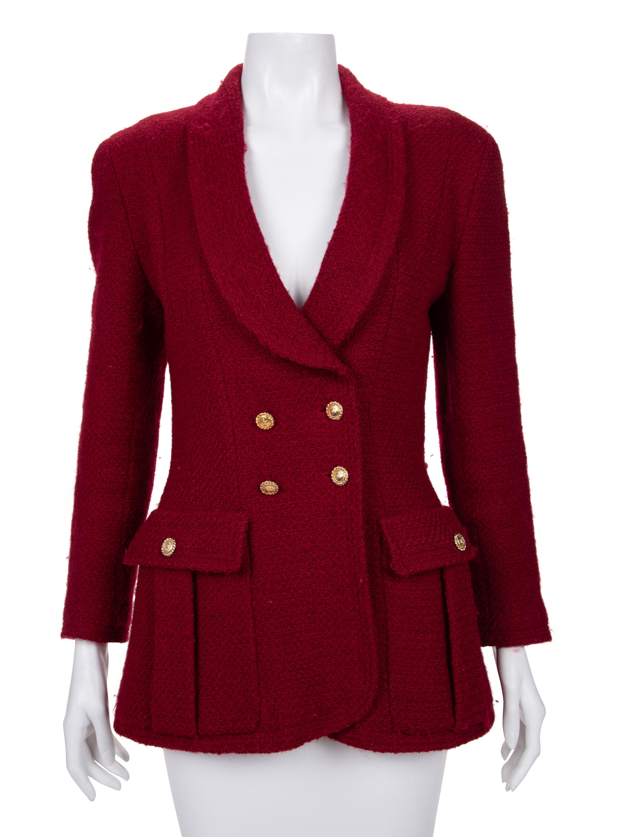 Chanel Wool Tweed Double-Breasted Jacket, 1980-90s