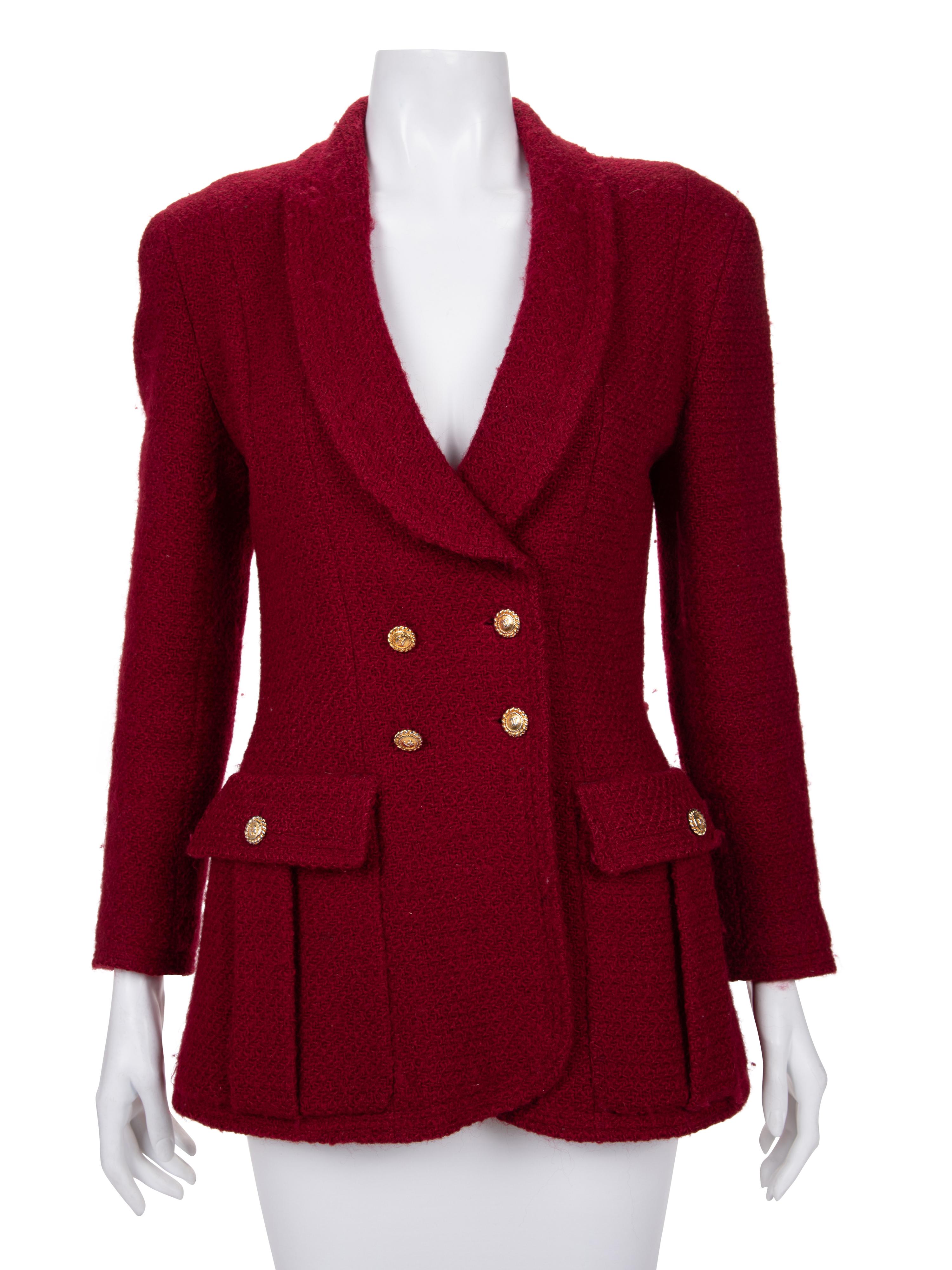 Chanel Wool Tweed Double-Breasted Jacket, 1980-90s
