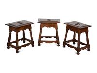 Three Italian Baroque Style Walnut Stools
