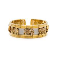 YELLOW GOLD AND DIAMOND FLEXIBLE ELEPHANT CUFF BRACELET