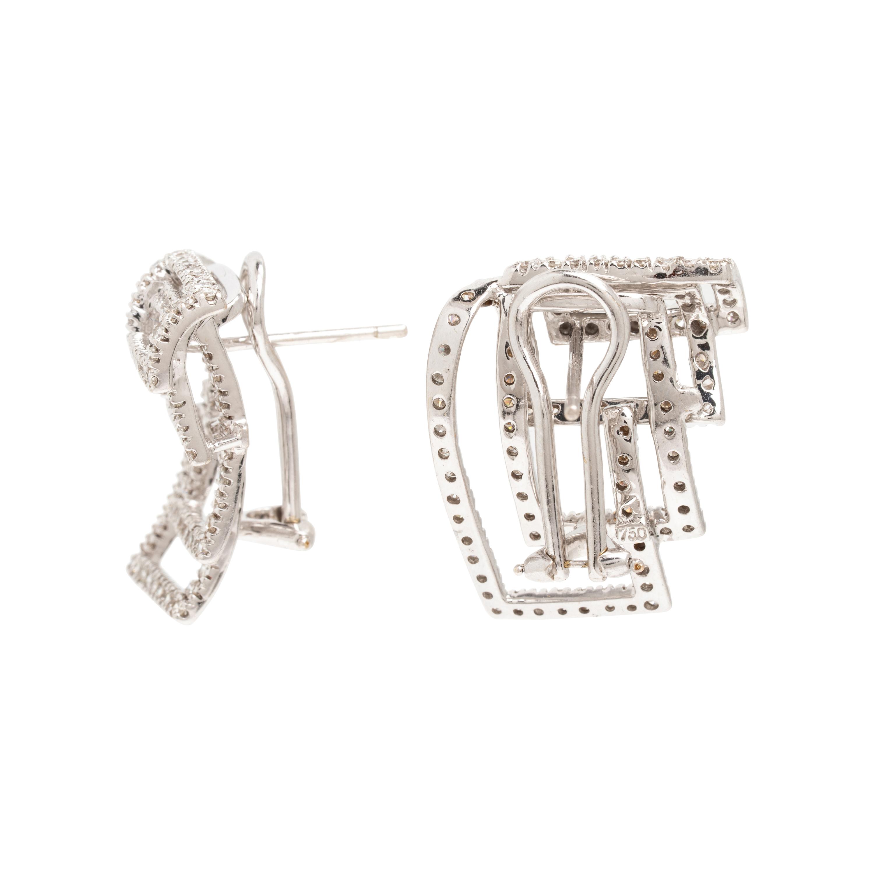 Diamond and White Gold Geometric Earrings