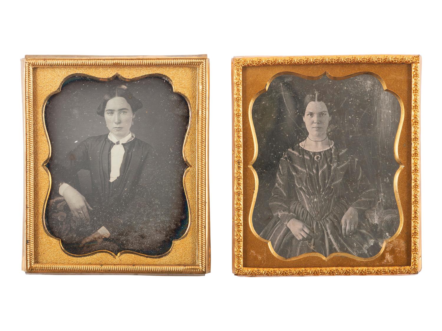 [EARLY PHOTOGRAPHY]. A group of 24 daguerreotypes of lovely young women, including:
