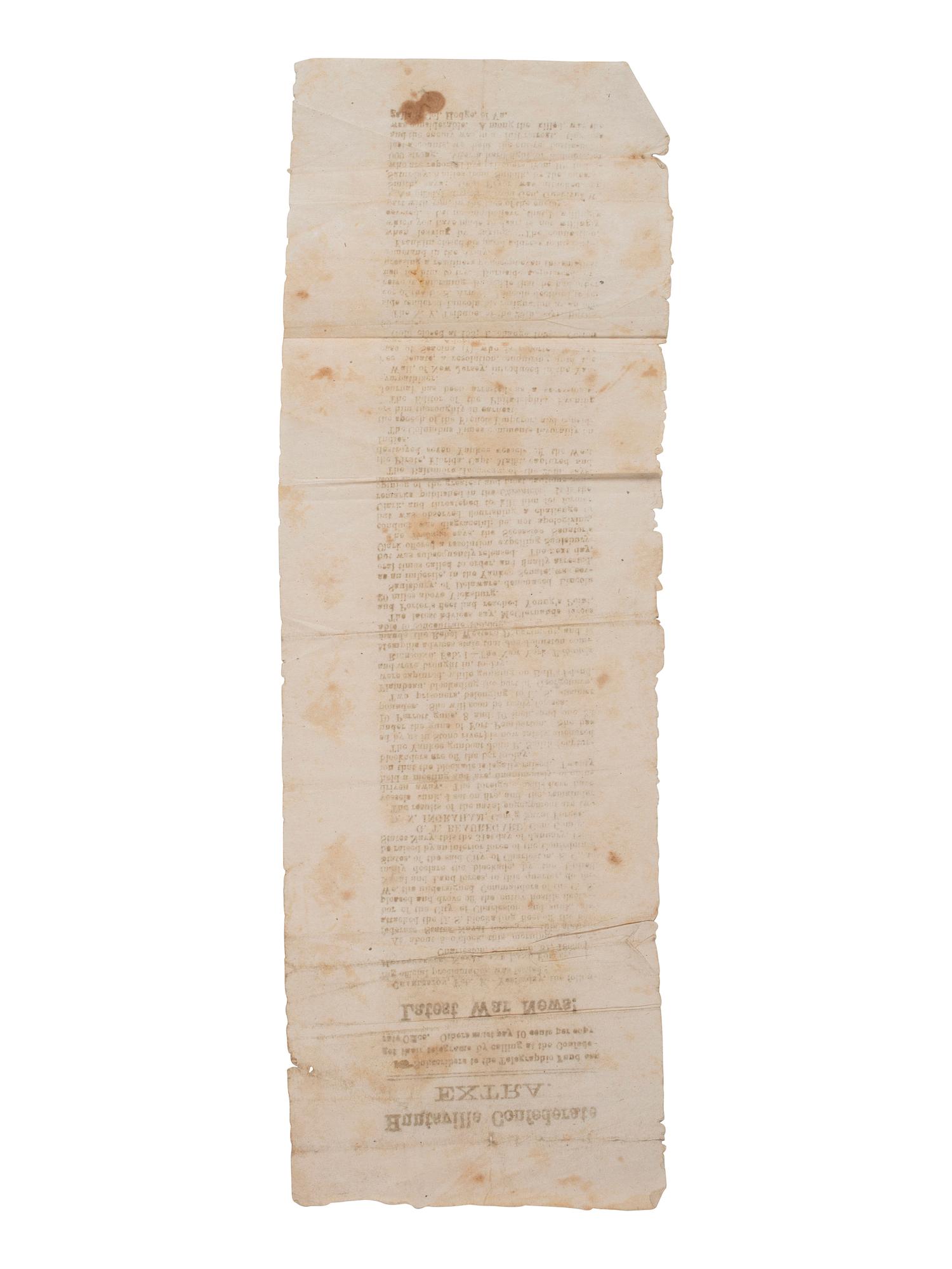 [CIVIL WAR]. Huntsville Confederate Extra . 1 February 1863.