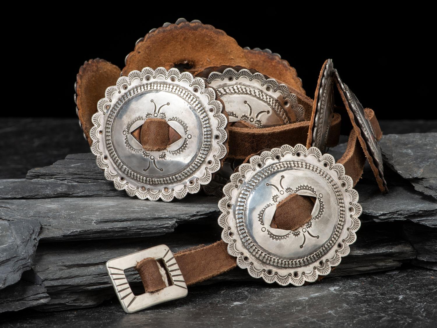 Navajo Silver First Phase Revival Concha Belt