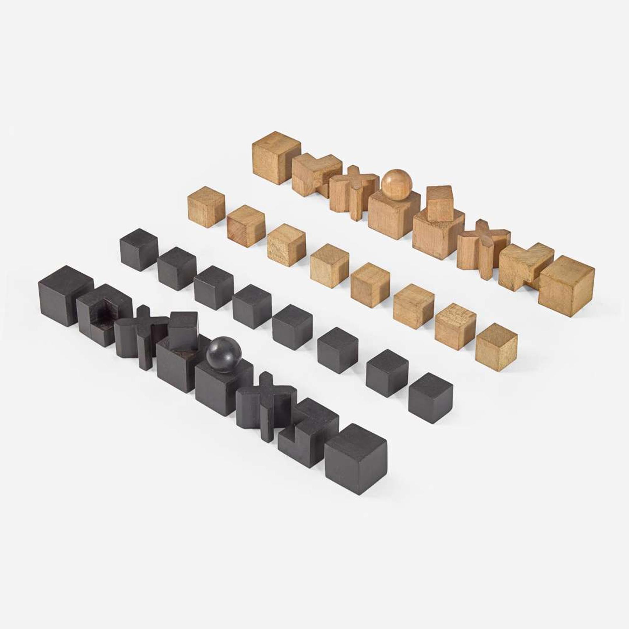 Josef Hartwig (German, 1880-1955) Bauhaus Chess Set, Germany, circa 1924
