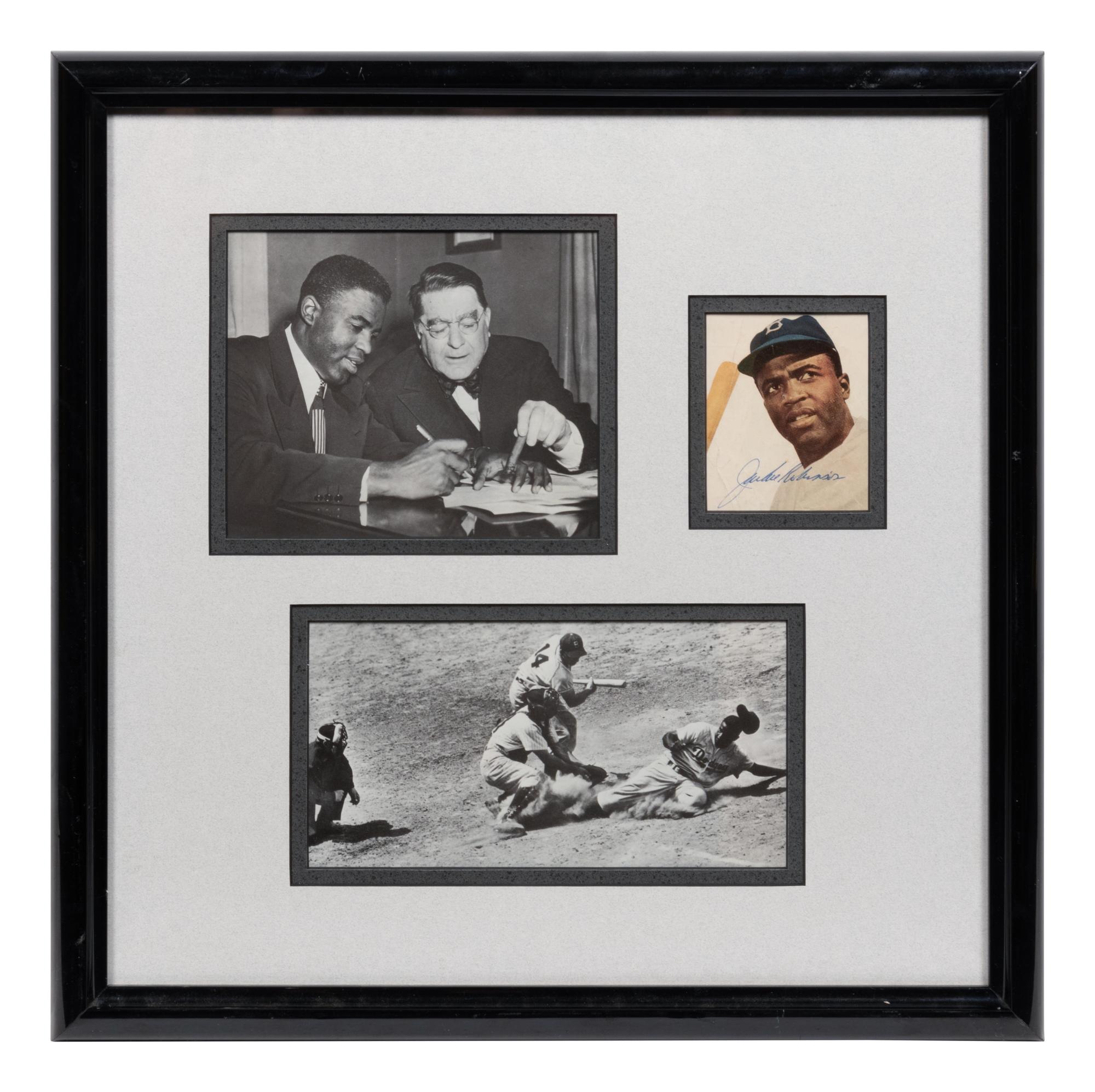A Jackie Robinson Signed Display (Beckett LOA),