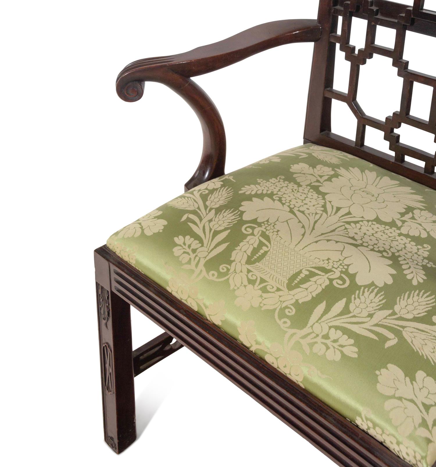 A Pair of Chinese Chippendale Style Mahogany Armchairs