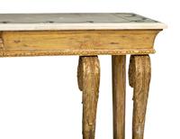 A Palladian Revival Giltwood, Inlaid Marble and Faux Marble-Painted Console Table