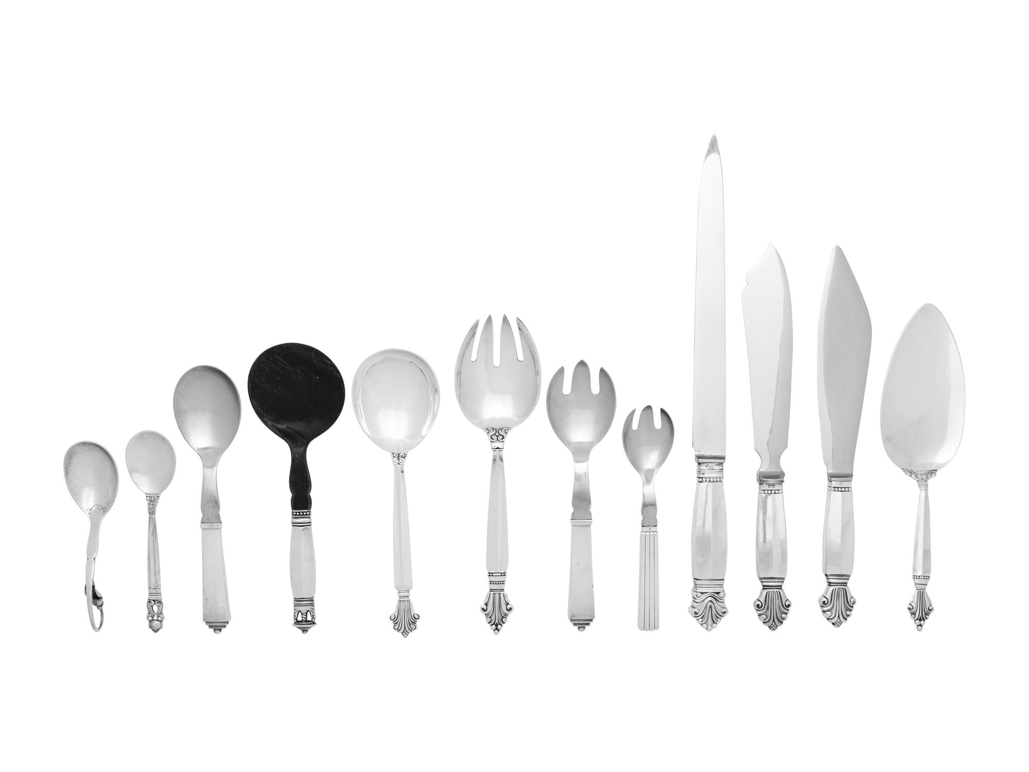 A Collection of Georg Jensen Silver Flatware