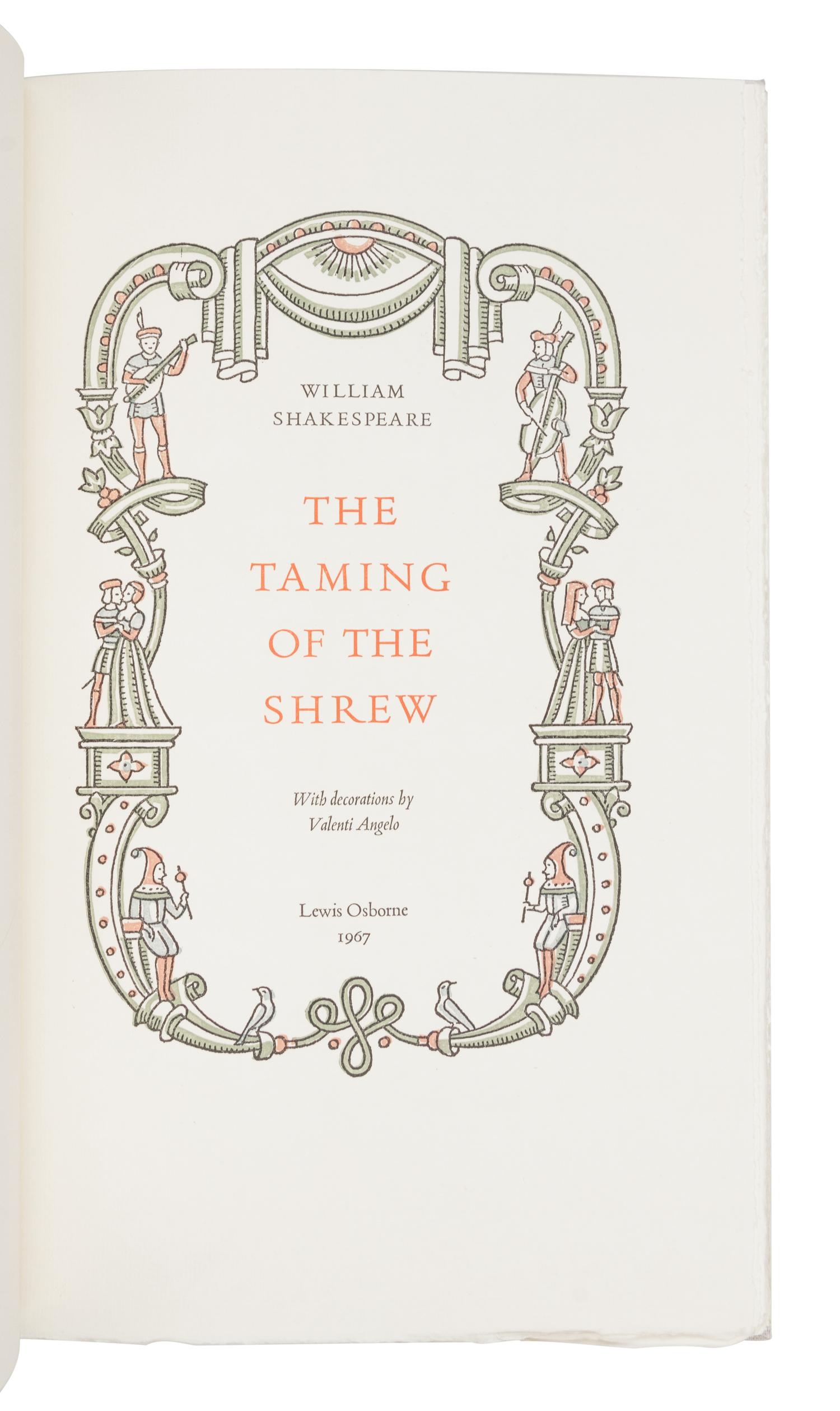 [GRABHORN PRINTING]. SHAKESPEARE, William (1564-1616). The Taming of the Shrew . San Francisco: Grabhorn-Hoyem, 1967.