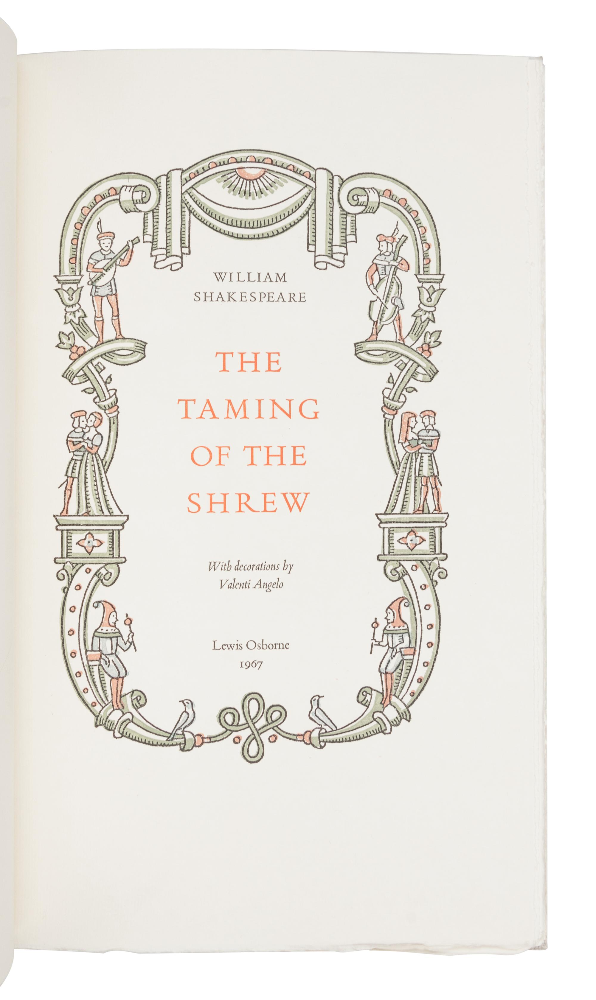 [GRABHORN PRINTING]. SHAKESPEARE, William (1564-1616). The Taming of the Shrew . San Francisco: Grabhorn-Hoyem, 1967.